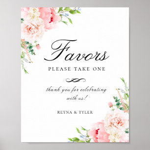 Poster SYMBOLE Mariage Favori Rose Bleu Élégant