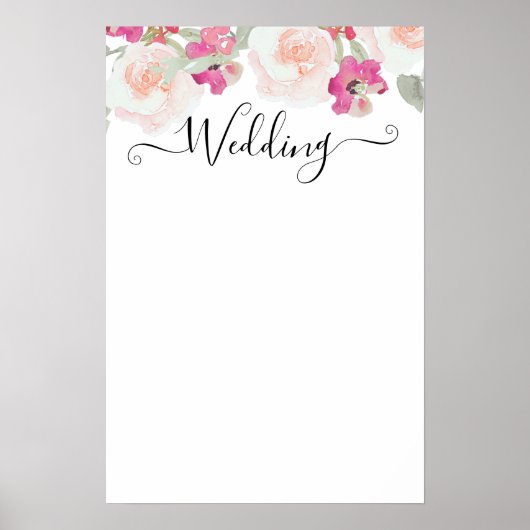 Poster Symbole Mariage floral Blush Rose framboise (Devant)