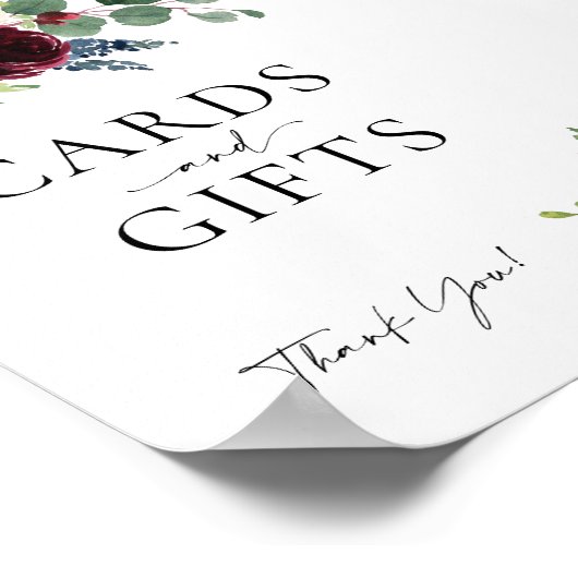 Poster Symbole Mariage Floral Bourgogne Boho (Coin)