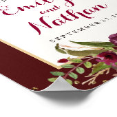 Poster SYMBOLE Mariage Floral Confetti Or Bourgogne (Coin)
