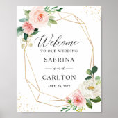 Poster Symbole Mariage floral Géométrique moderne Blush O (Devant)