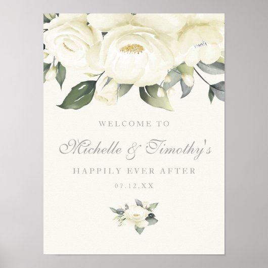 Poster SYMBOLE Mariage Floral Rose blanche (Devant)
