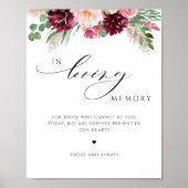 Poster SYMBOLE Mariage Floral Rose Bourgogne (Devant)