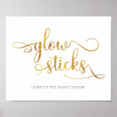 Poster Symbole Mariage "Glow sticks" or faux feuille (Devant)