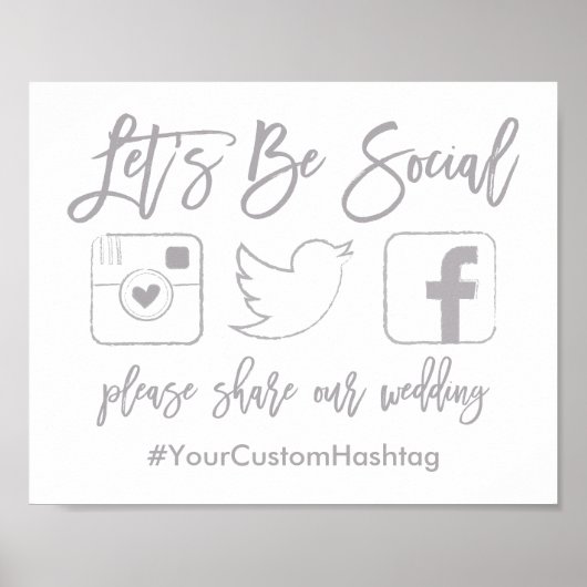 Poster SYMBOLE Mariage Hashtag Hand Lettré Gray (Devant)