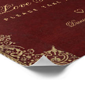 Poster SYMBOLE Mariage Love Is Sweet Burgundy Gold Candy (Coin)