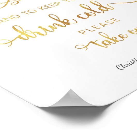 Poster Symbole Mariage or tendance "Gardez votre boisson  (Coin)