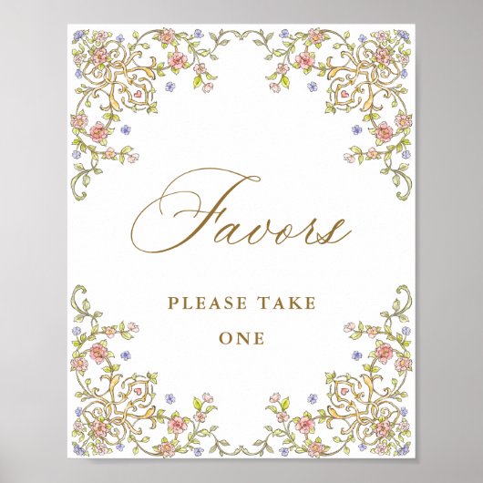Poster Symbole Mariage Ornate Victorian Grace Floral Fave (Devant)