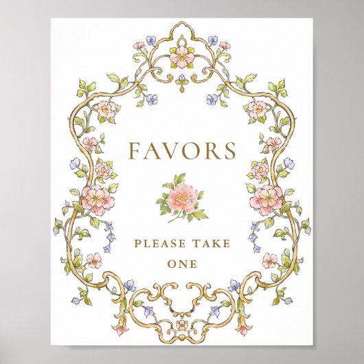 Poster Symbole Mariage Ornate Victorian Grace Floral Fave (Devant)