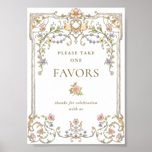 Poster Symbole Mariage Ornate Victorian Grace Floral Fave (Devant)