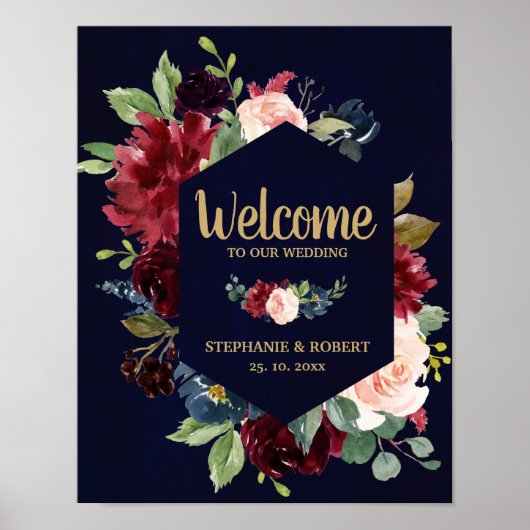 Poster SYMBOLE Mariage Rustique Boho de la Marine Rouge d (Devant)