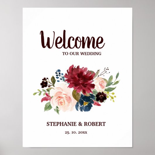 Poster SYMBOLE Mariage Rustique Boho de la Marine Rouge d (Devant)