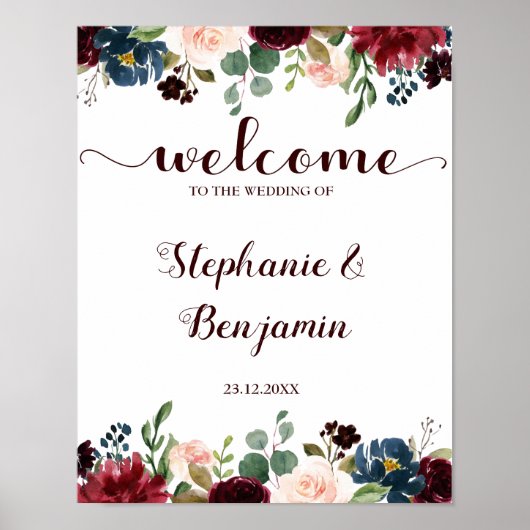 Poster SYMBOLE Mariage Rustique Boho de la Marine Rouge d (Devant)