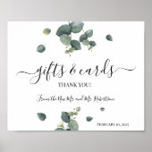 Poster Symbole Mariage vert Eucalyptus Cadeaux et Cartes (Devant)