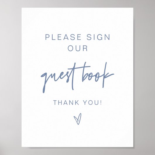 Poster SYMBOLE MARLO Modern Boho Dusty Blue Guestbook (Devant)