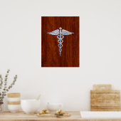 Poster Symbole Médicale de Caduceus en argent Imprimer (Cuisine)