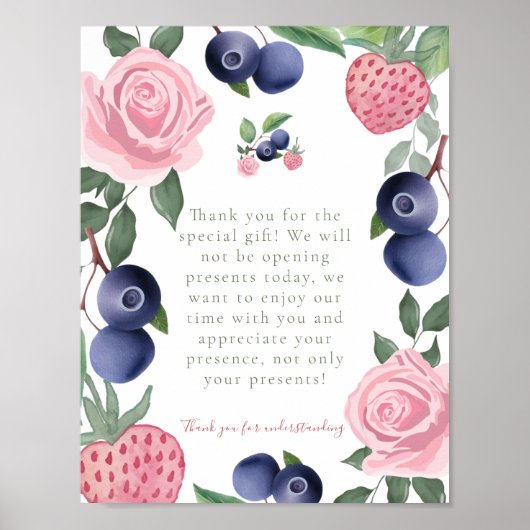 Poster Symbole Merci de fête fraise et bleuet (Devant)