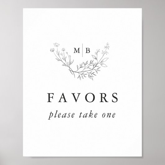 Poster Symbole minimal formel de noces Monogrammes Faveur (Devant)
