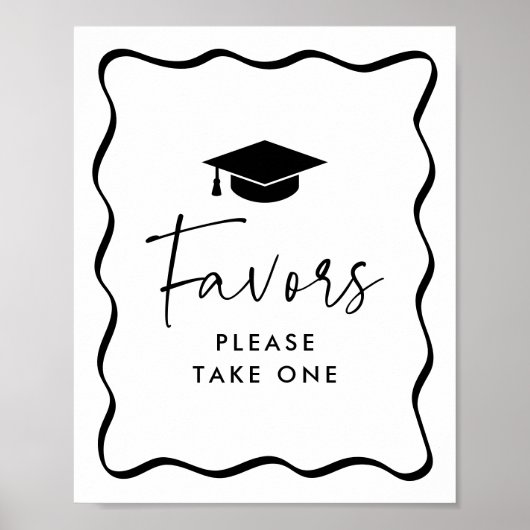 Poster Symbole moderne Black Wavy Frame Graduation Faveur (Devant)