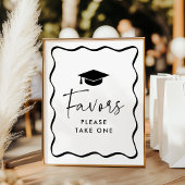 Poster Symbole moderne Black Wavy Frame Graduation Faveur
