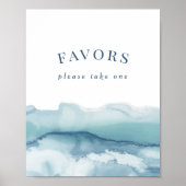 Poster Symbole moderne Blue Watercolor Ocean Favors (Devant)