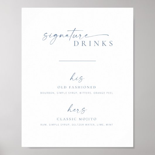 Poster Symbole moderne chic Mariage signature boisson | B (Devant)