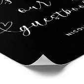 Poster Symbole moderne Coeurs noir & blanc Mariage Guestb (Coin)