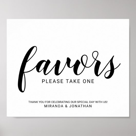 Poster Symbole moderne de mariage Script Favors (Devant)