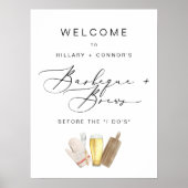 Poster Symbole moderne de répétition Edgy BBQ & Brews (Devant)