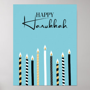 Poster Symbole moderne Happy Hanoukka Candles Holiday