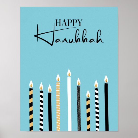 Poster Symbole moderne Happy Hanoukka Candles Holiday (Devant)