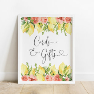 Poster Symbole moderne Lemon et Floral Cartes et Cadeaux