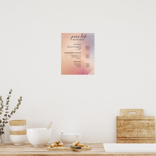 Poster Symbole moderne, pricelist (Cuisine)
