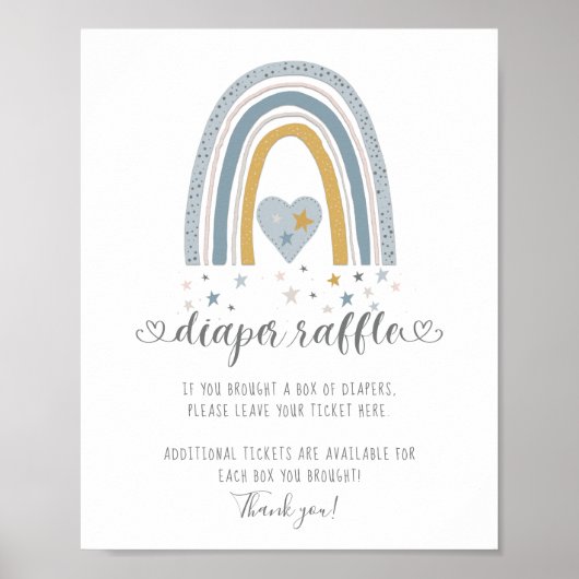 Poster Symbole moderne Rainbow Heart Stars Boy Diaper Raf (Devant)