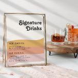 Poster Symbole moderne Retro 70's Rainbow Signature Boiss<br><div class="desc">Ce panneau de boissons moderne rétro des années 70 avec signature arc-en-ciel est parfait pour votre simple orange vintage, or rose et mariage rose roux. Conçu avec des éléments d'une arche boho classique et colorée et des rayures super minimalistes. L'aménagement a une atmosphère abstraite de plage tropicale unique, idéale pour...</div>