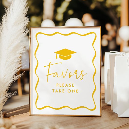 Poster Symbole moderne Yellow Wavy Frame Graduation Faveu