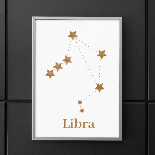 Poster Symbole moderne Zodiac Gold Libra | Air de l'éléme