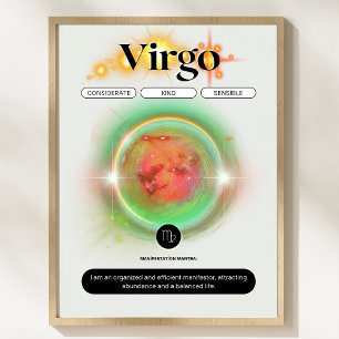 Poster Symbole moderne Zodiac Virgo Quote Élément Terre