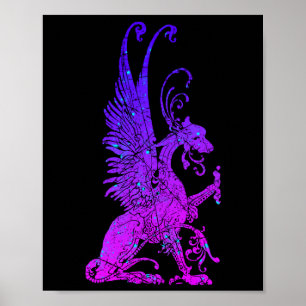 Poster Symbole monstre de néon Basilisk Dragon Bête antiq