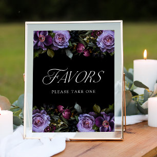 Poster Symbole Moody Gothic Floral Purple Wedple Favors