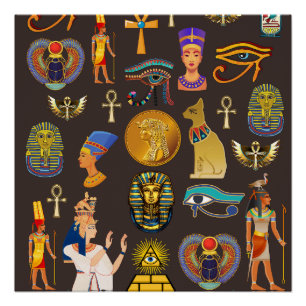 Poster Symbole Motif égyptien Hiéroglyphique antique