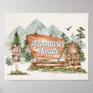Poster Symbole National Park Adventure Await