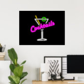 Poster Symbole Neon Cocktail (Bureau à domicile)
