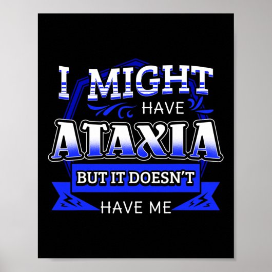 Poster Symbole neurologique Ataxia Hémiataxie Bleu Ruban  (Devant)