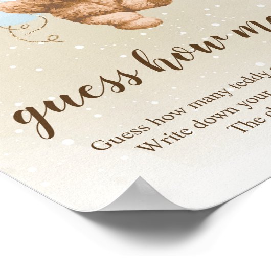 Poster Symbole Neutre Baby shower Ours Teddy (Coin)