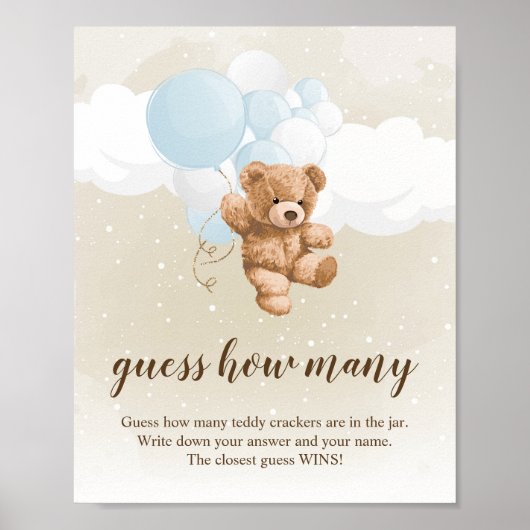 Poster Symbole Neutre Baby shower Ours Teddy (Devant)