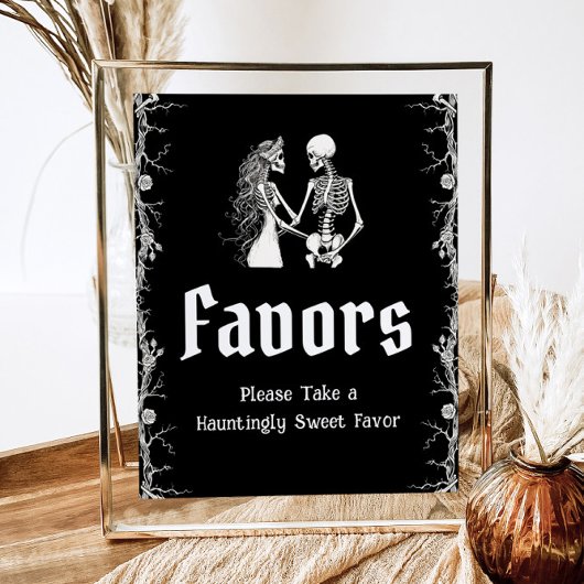 Poster Symbole noir gothique d'Halloween Squelette Faveur