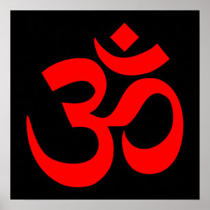 Poster Symbole Om noir et rouge