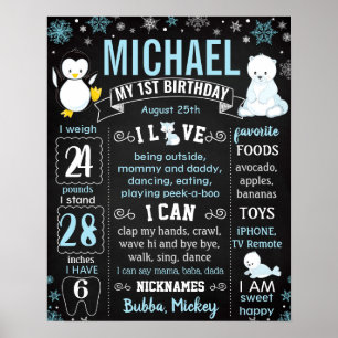 Poster Symbole Onederland Penguin Ours Snowflakes