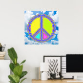 Poster Symbole PAIX avec des couleurs remplies (Bureau à domicile)